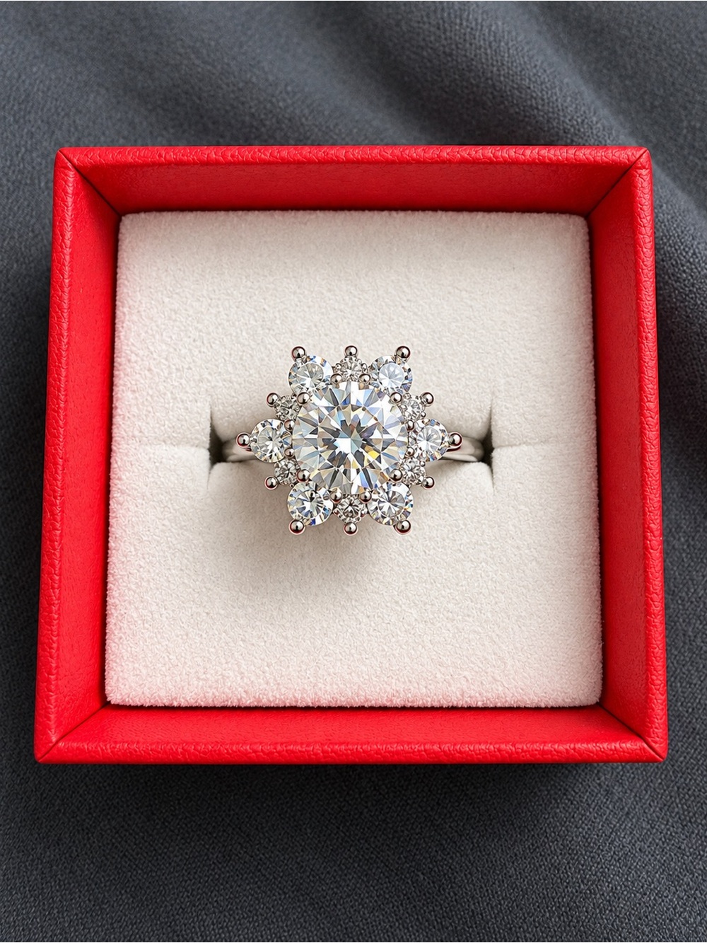 ✨ 1.5 CT Moissanite Floral Halo Ring – S925 – Size 6